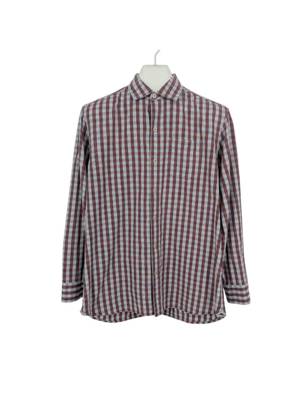 Tommy Bahama Gingham‎ Button Up Cotton Silk Preppy Resort Office Coastal Medium